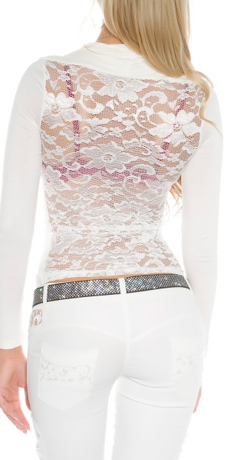 Bolero-longsleeve shirt with lace White